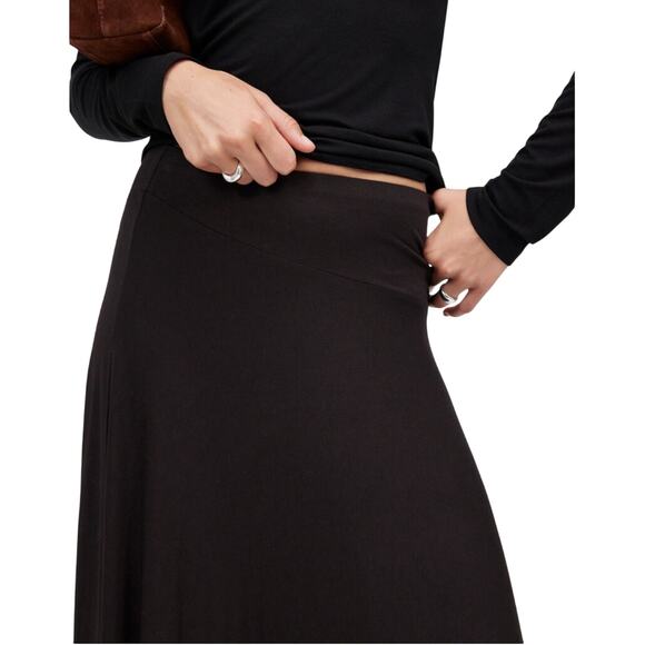 NWT Madewell Black Jersey Midi Skirt XS Asymmetrical Flowy Pull On - Picture 4 of 8